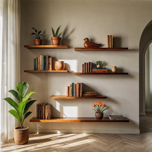 ShelfNest Wall Display Set – Minimalist Floating Wood Shelves for Books & Decor - Bespoke Wood TTK