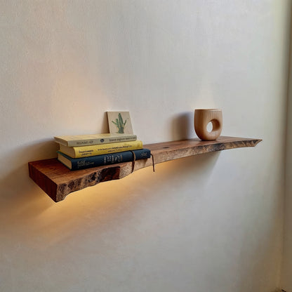 LeafEdge Floating Shelf – Long Live Edge Solid Wood Bookshelf For Modern Interiors - Bespoke Wood TTK