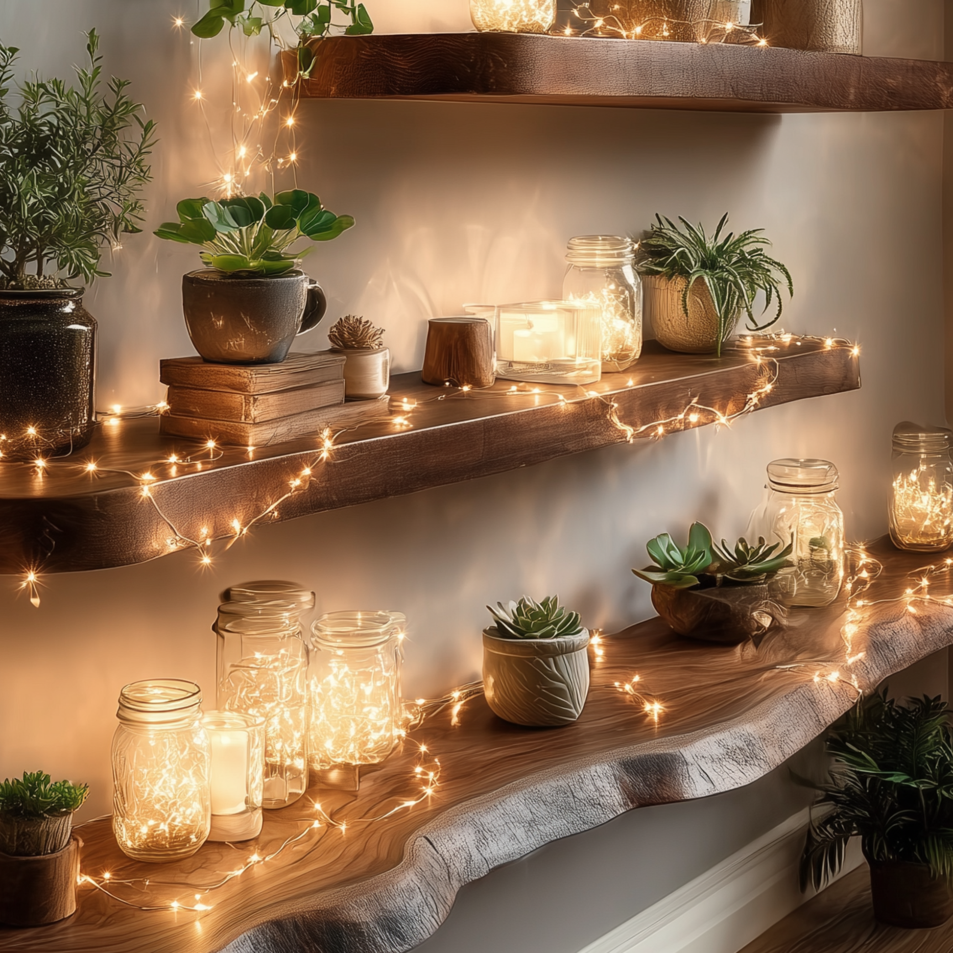 zGrainHaven Floating Shelves – Live Edge Solid Wood Wall Display for Rustic Home Decor