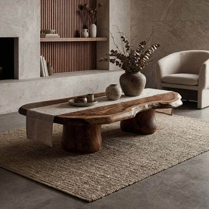 Modern Solid Wood Coffee Table – Handcrafted Natural Grain - Bespoke Wood TTK