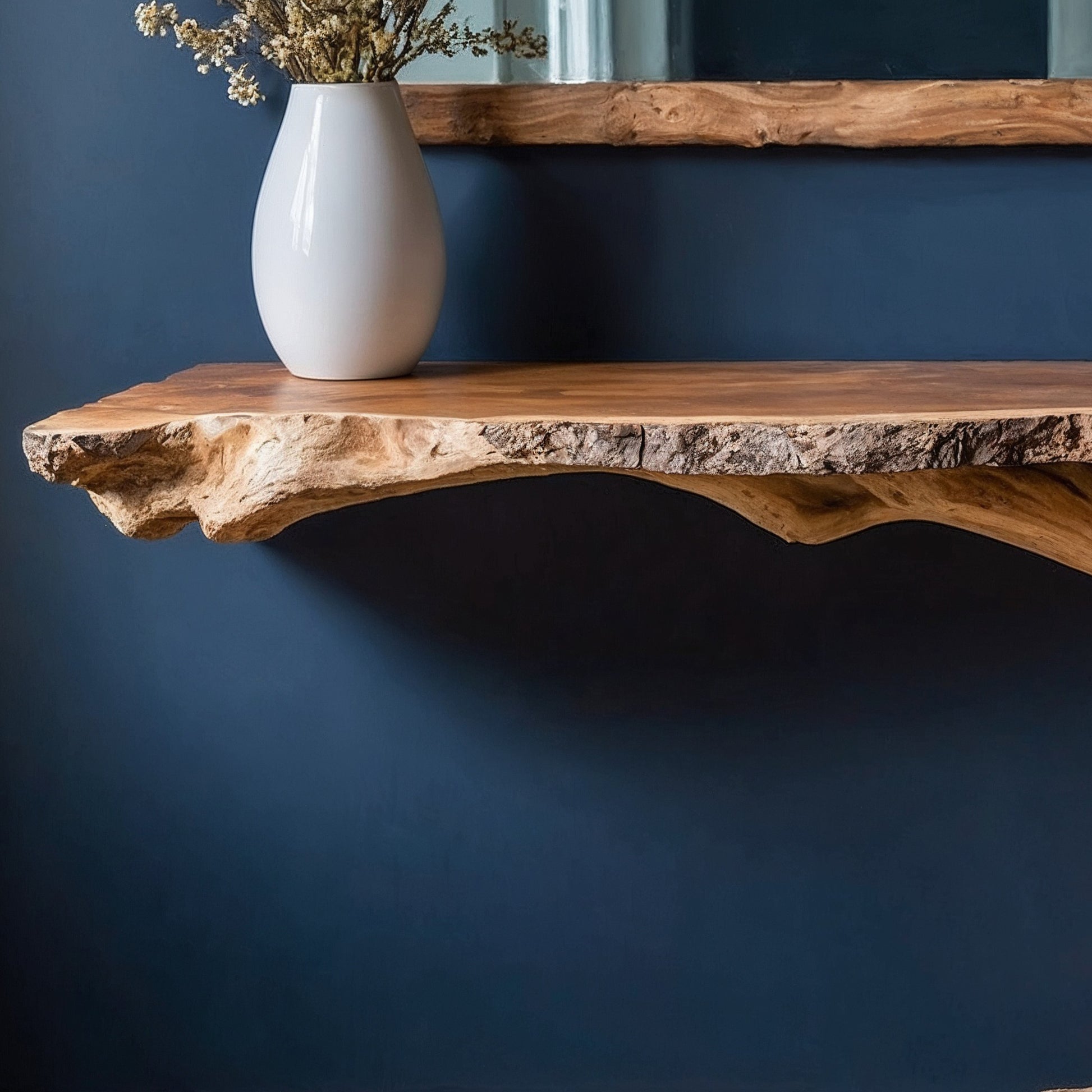 TrunkRise Console Table – Handmade Rustic Entryway Table with Live Edge Top - Bespoke Wood TTK