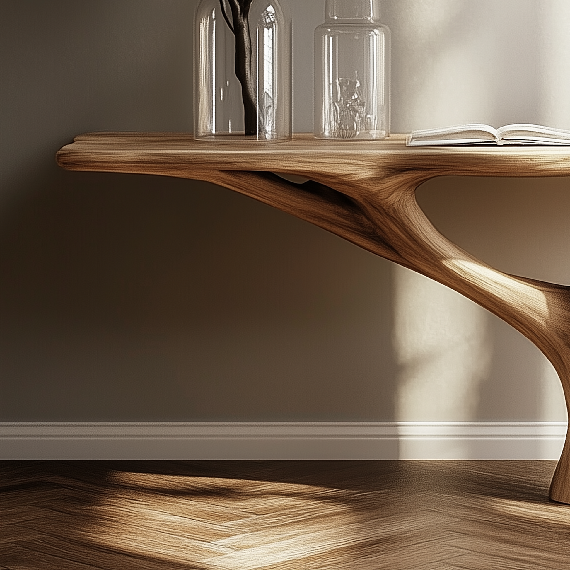 FlowNest Console Table – Handmade Sculptural Entryway Table in Natural Wood - Bespoke Wood TTK