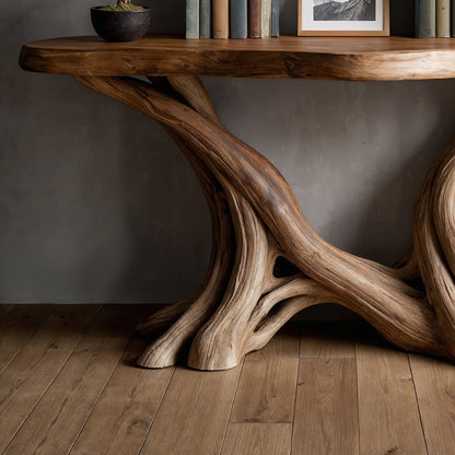 BranchWeave Console Table – Live Edge Handmade Wood Entryway Accent - Bespoke Wood TTK