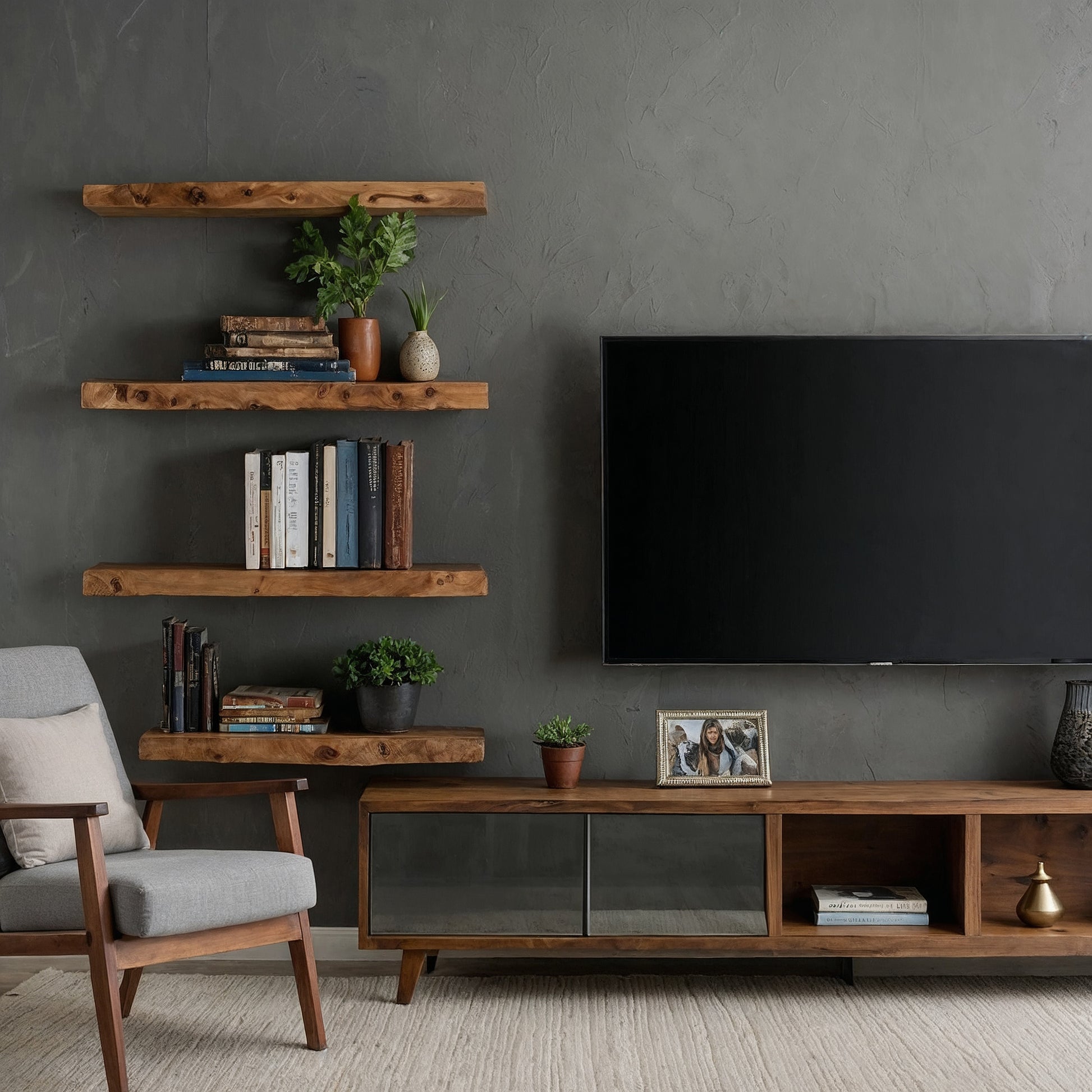 UrbanRoot Floating Shelf – Handmade Live Edge Wall Shelf - Bespoke Wood TTK