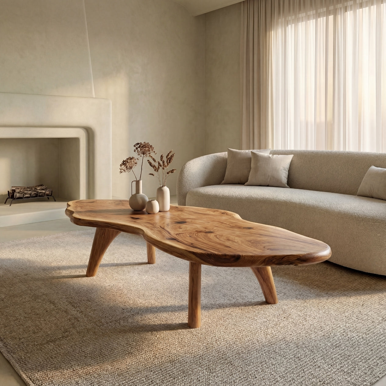 Mid-Century Modern Live Edge Coffee Table – Solid Wood Centerpiece for Living Room - Bespoke Wood TTK