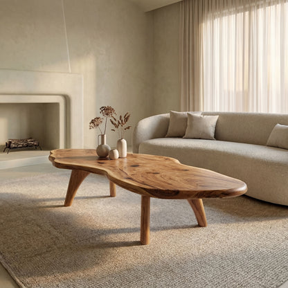 Mid-Century Modern Live Edge Coffee Table – Solid Wood Centerpiece for Living Room - Bespoke Wood TTK