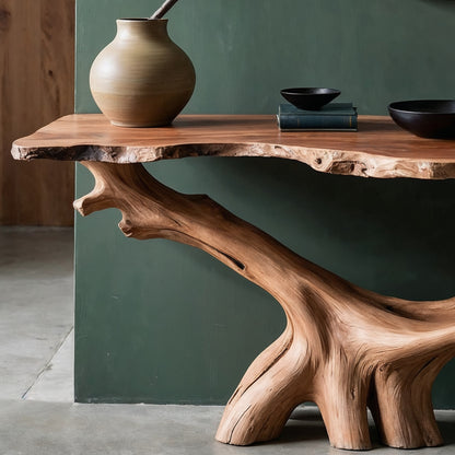 DriftRoot Console Table – Live Edge Solid Wood Entryway Furniture - Bespoke Wood TTK