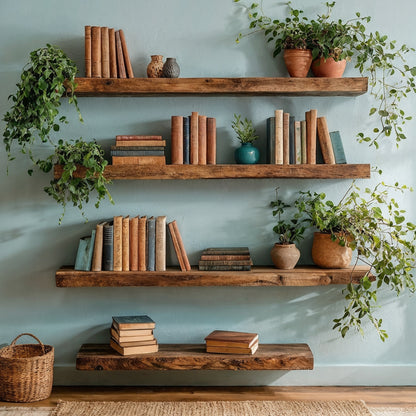 OakHaven Floating Shelf Set – Handcrafted Solid Wood Live Edge Shelves - Bespoke Wood TTK