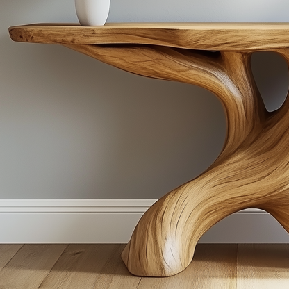 TrunkWave Console Table – Minimalist Live Edge Wood Entryway Table - Bespoke Wood TTK
