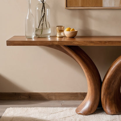 FlowArc Console Table – Sculpted Solid Wood Entry Table for Modern Rustic Interiors - Bespoke Wood TTK