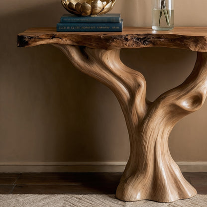 TrunkFlow Live Edge Console Table – Handmade Solid Wood Entryway Decor - Bespoke Wood TTK