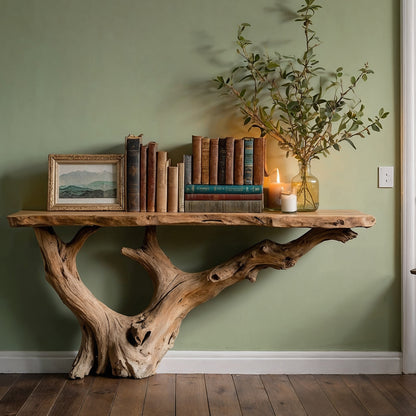 RootNestle Console Table – Handmade Wooden Entry Table with Rustic Modern Design - Bespoke Wood TTK