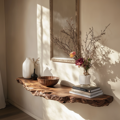Nesthollow Floating Shelf – Rustic Live Edge Wall Shelf for Nursery & Entryway - Bespoke Wood TTK