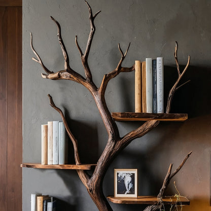 BranchNest Shelf – Rustic Tree Branch Floating Bookshelf for Nature-Inspired Spaces - Bespoke Wood TTK