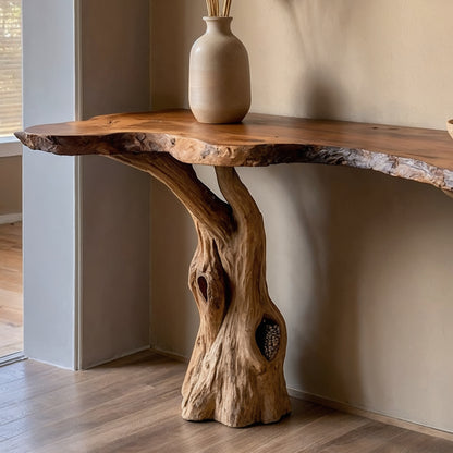 Oakflow Console Table – Rustic Live Edge Entryway Table for Hall Decor - Bespoke Wood TTK