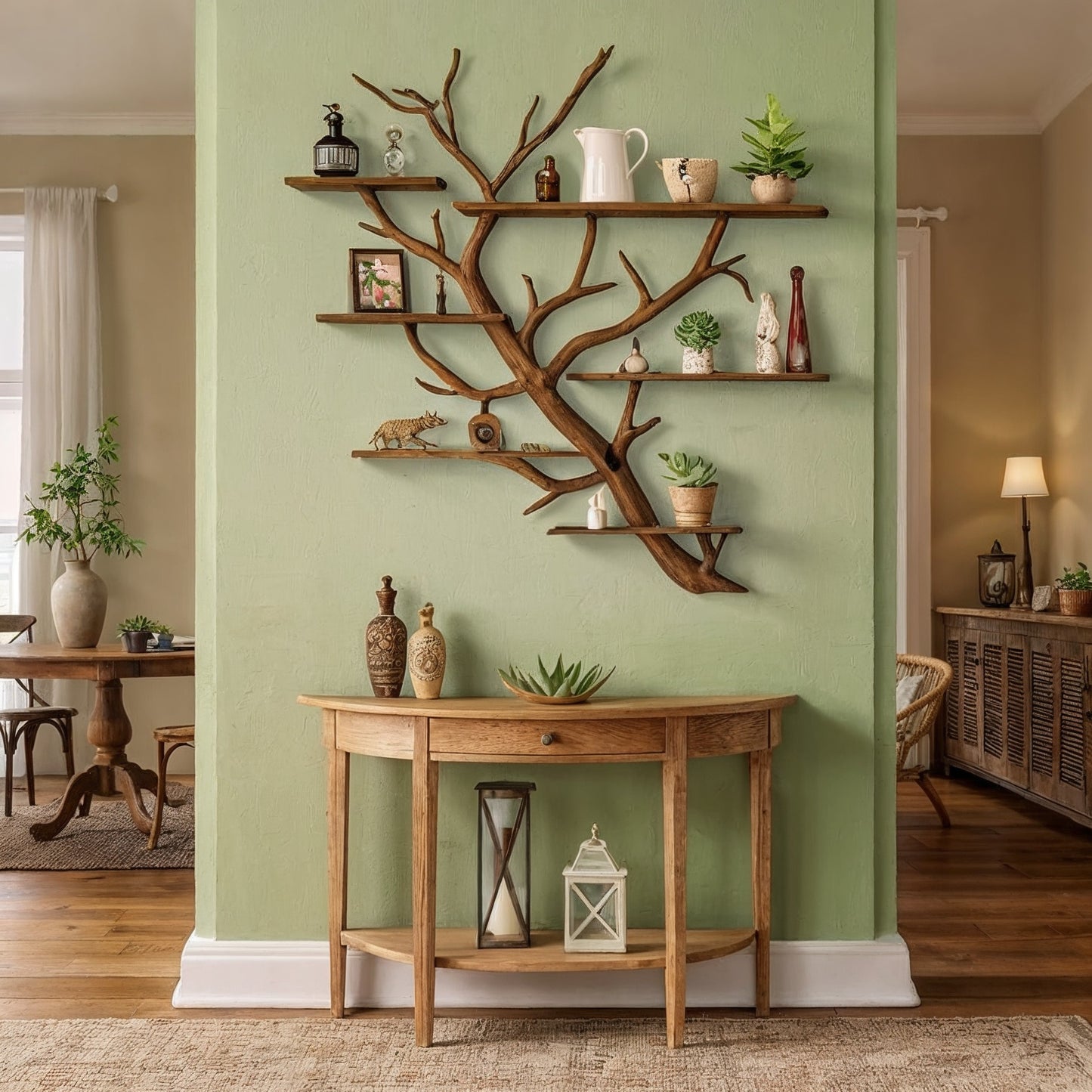 ShadowBranch Tree Shelf – Wall-Mounted Wooden Art Shelf for Rustic Home Decor - Bespoke Wood TTK