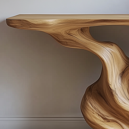 RootSpiral Console Table – Handmade Live Edge Entryway Table - Bespoke Wood TTK