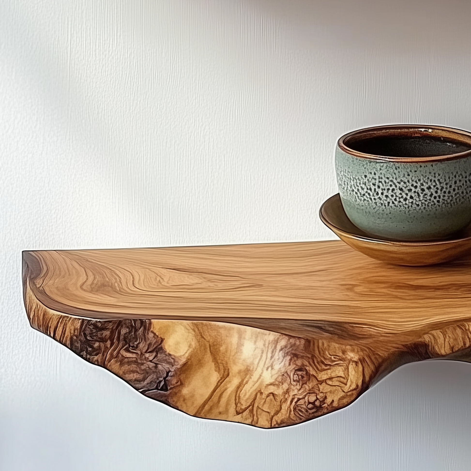 Solara Floating Shelf – Live Edge Bathroom & Living Room Wall Shelf - Bespoke Wood TTK
