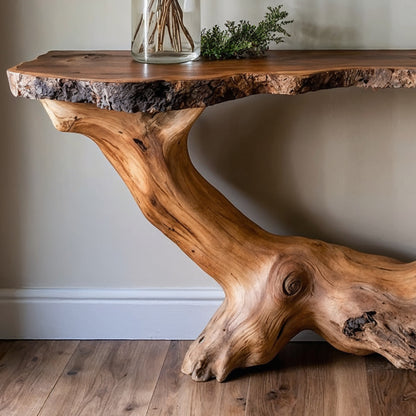 BranchAura Console Table – Handcrafted Live Edge Wood Entryway Furniture - Bespoke Wood TTK