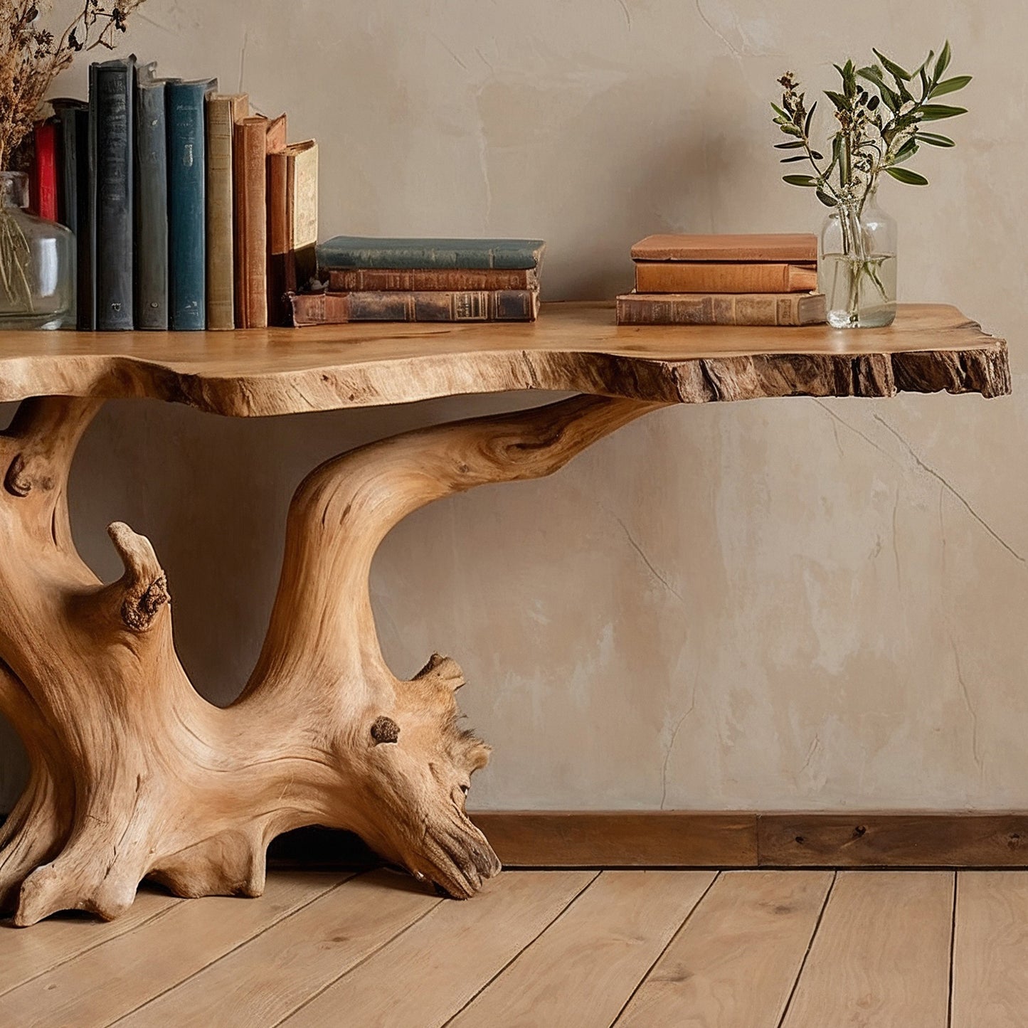 BranchTide Console Table – Rustic Handmade Live Edge Entry Table - Bespoke Wood TTK