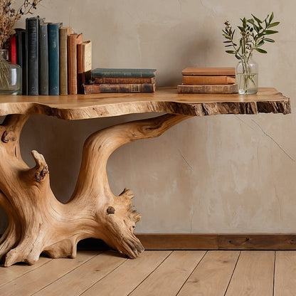 BranchTide Console Table – Rustic Handmade Live Edge Entry Table - Bespoke Wood TTK