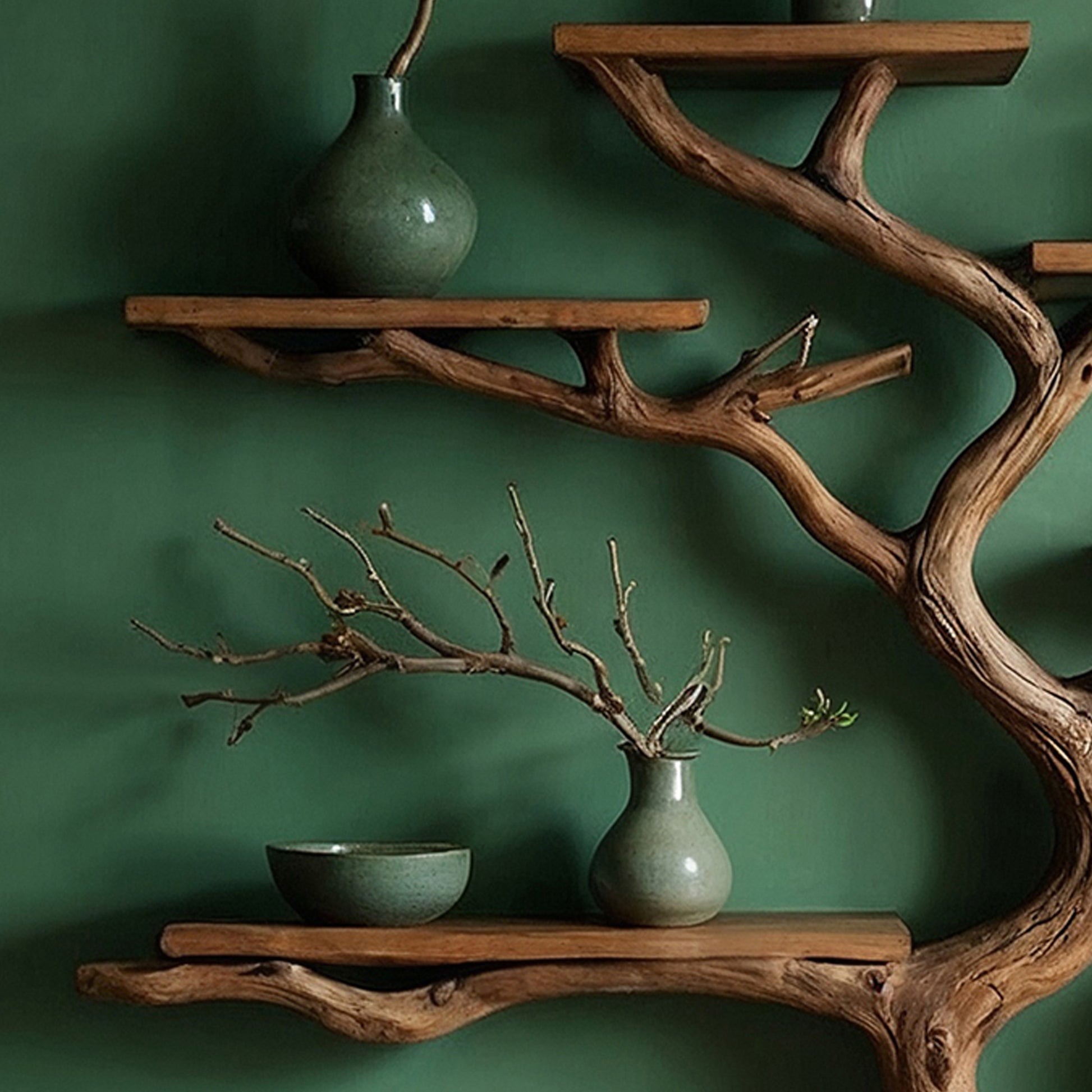 Driftluxe Tree Bookshelf  Custom Live Edge Driftwood Wall-Mounted Wooden Bookshelf For Living Room Or Office Decor