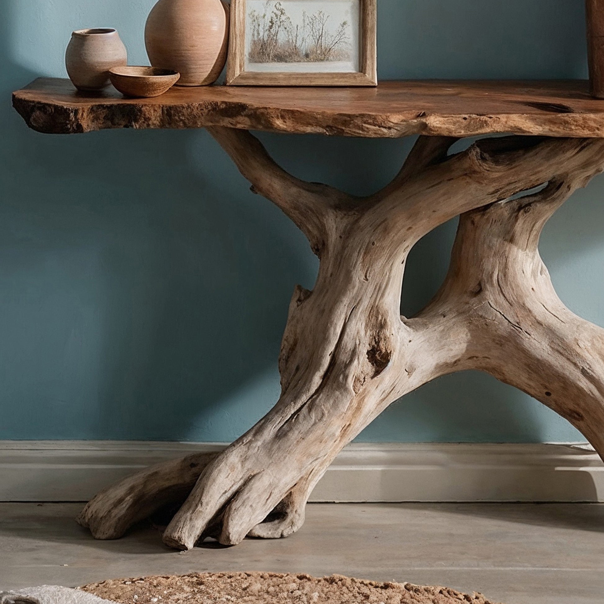 RootWhisper Console – Handmade Live Edge Narrow Entry Table in Reclaimed Wood - Bespoke Wood TTK
