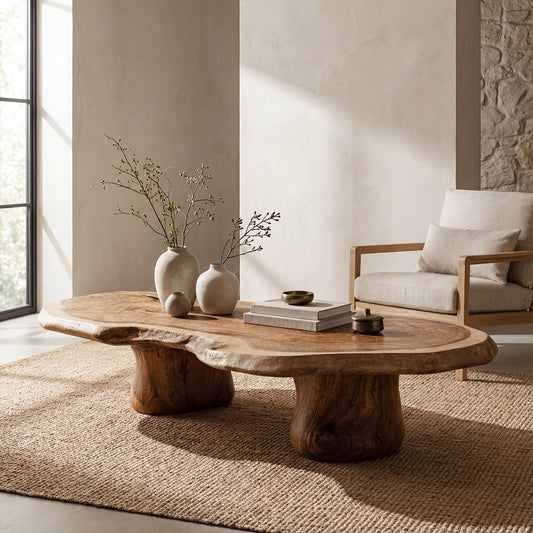 Modern Solid Wood Coffee Table – Handcrafted Natural Grain - Bespoke Wood TTK