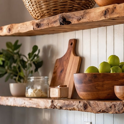 GrainBask Shelf – Rustic Wood Floating Shelf for Kitchen Wall Storage - Bespoke Wood TTK