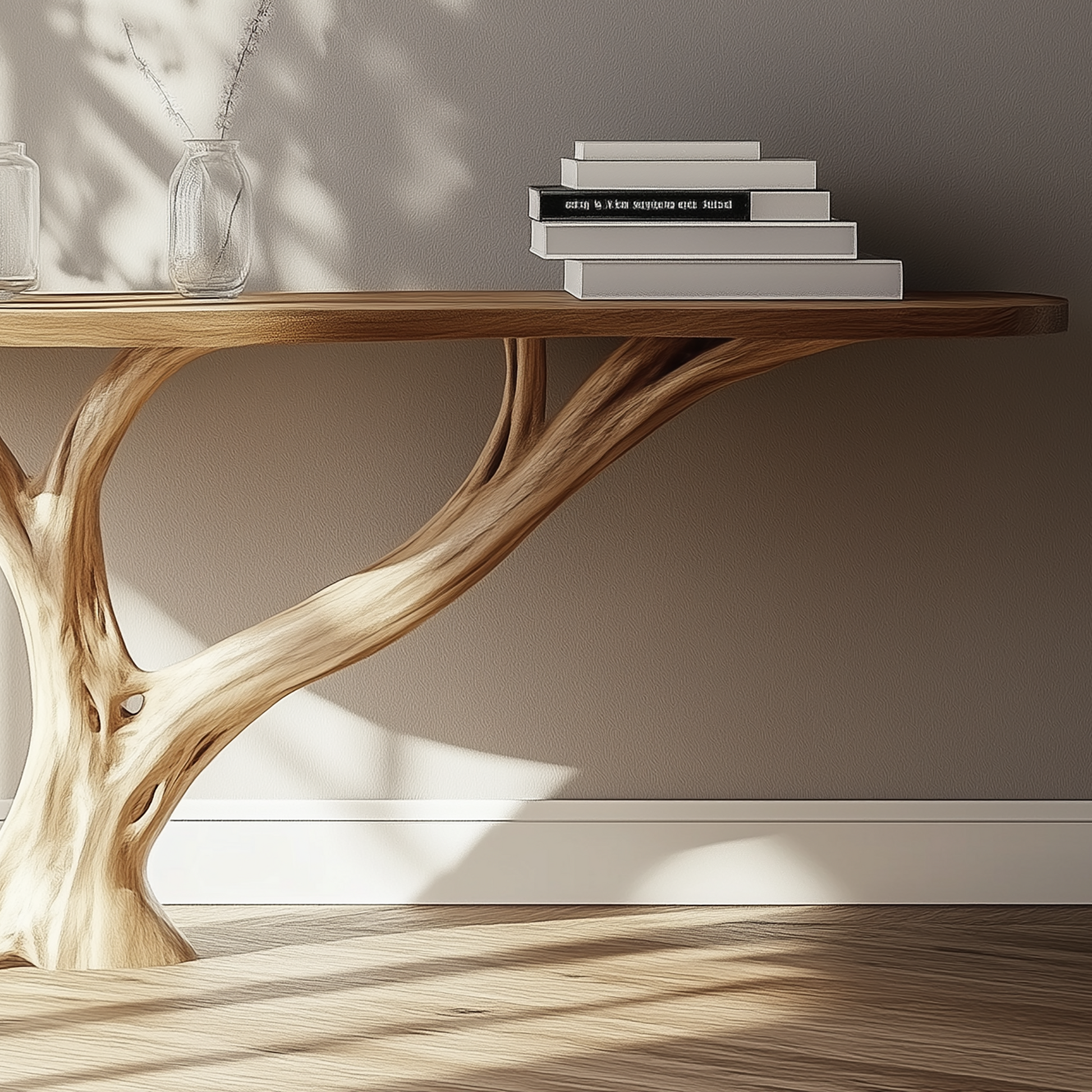 BranchLoom Console Table – Handmade Solid Wood Entryway Table with Artistic Base - Bespoke Wood TTK