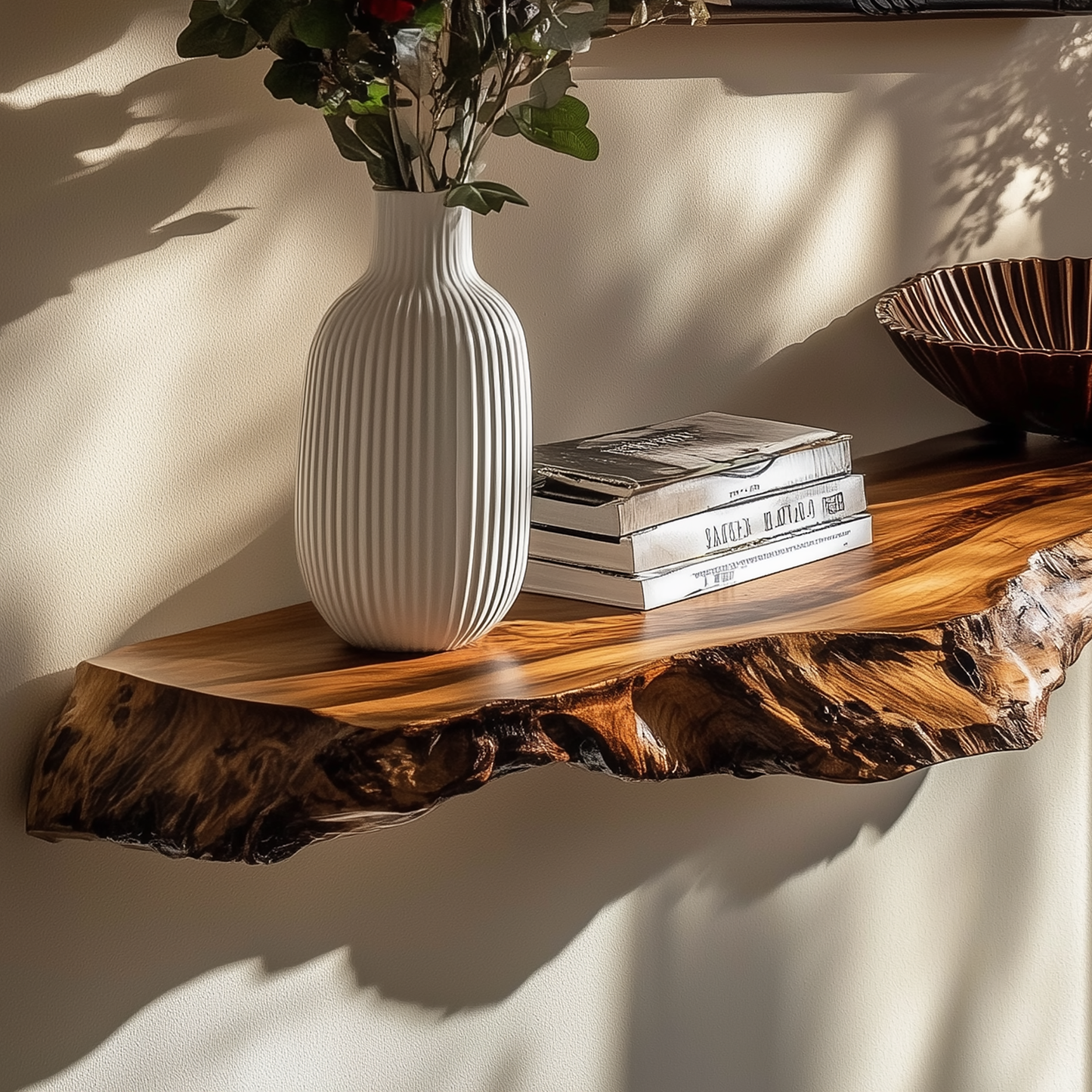 Nesthollow Floating Shelf – Rustic Live Edge Wall Shelf for Nursery & Entryway - Bespoke Wood TTK
