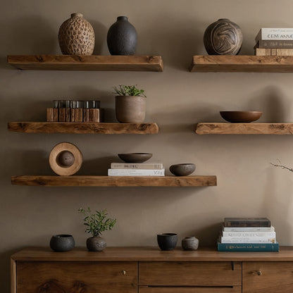 Aurawood Wall Shelf – Live Edge Solid Wood Floating Display for Artistic Homes - Bespoke Wood TTK