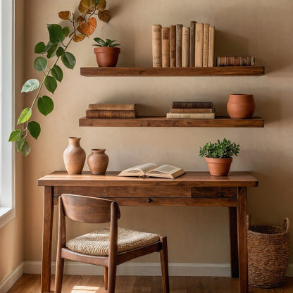 TimberFold Floating Shelf – Handmade Rustic Long Wood Shelf With Hidden Bracket - Bespoke Wood TTK