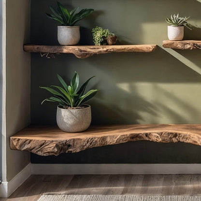 Nestora Floating Shelf – Handmade Live Edge Wall-Mounted Bookshelf For Kids & Home Decor - Bespoke Wood TTK