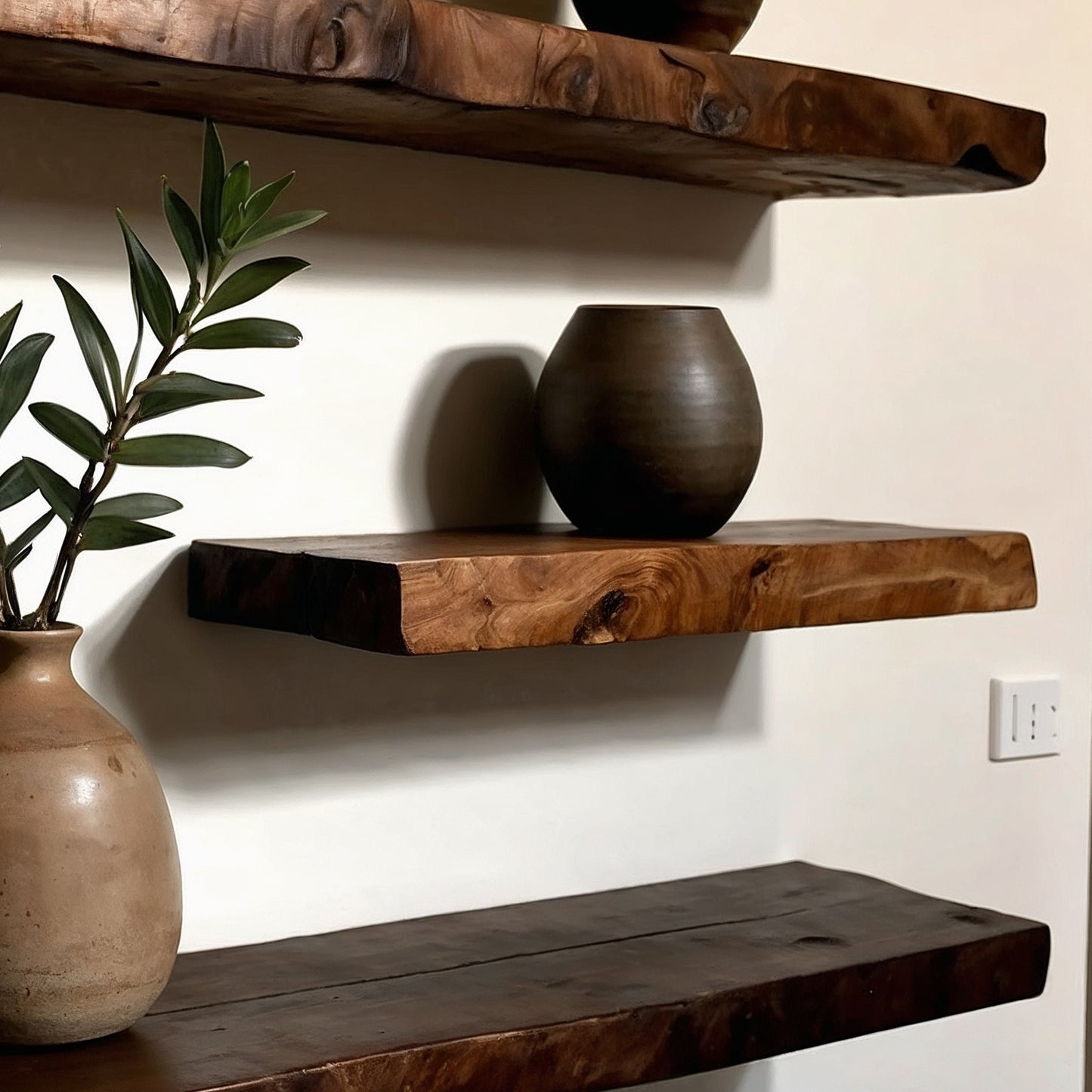 Ebon Floating Shelf – Rustic Wall Shelf with Hidden Brackets - Bespoke Wood TTK