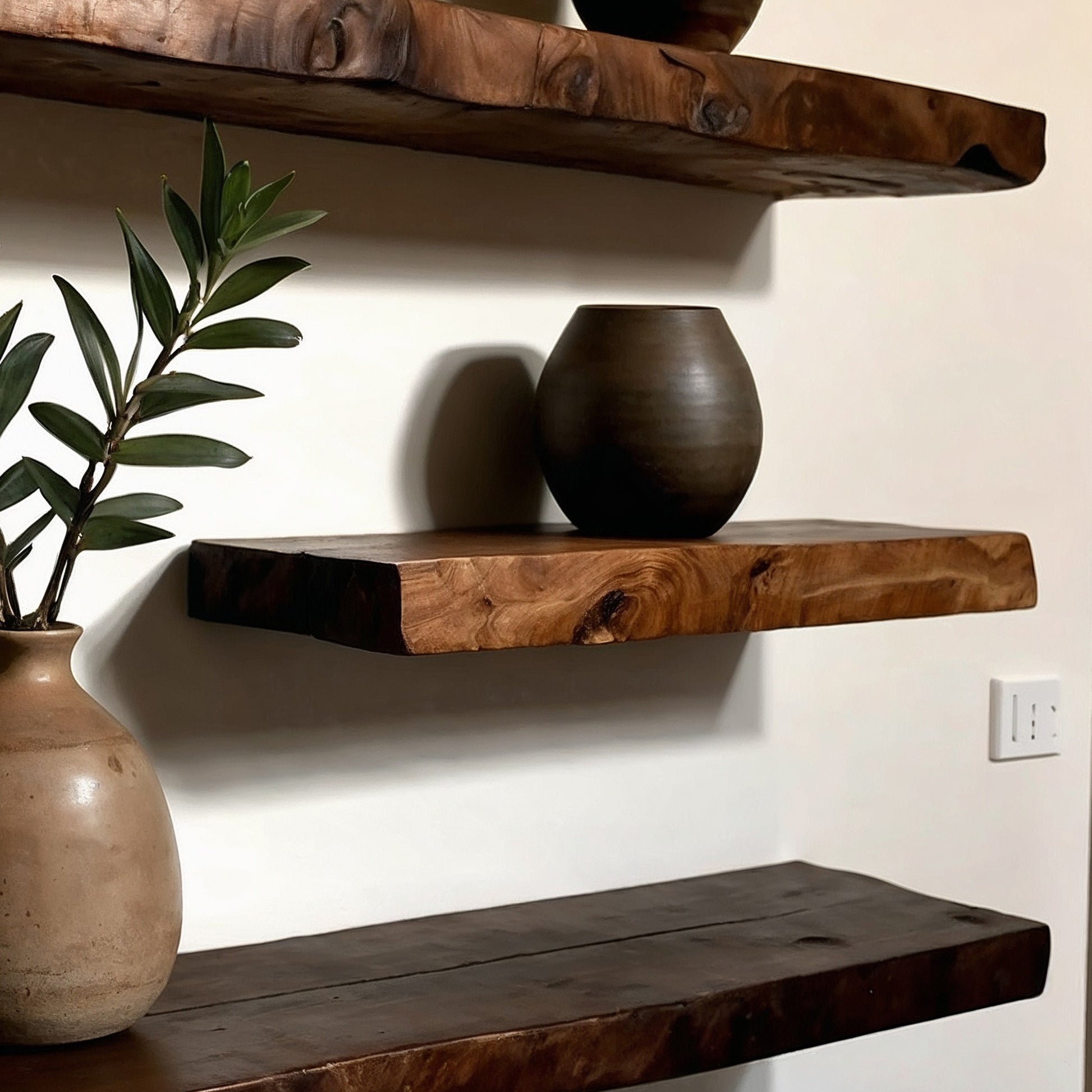 Ebon Floating Shelf – Rustic Wall Shelf with Hidden Brackets - Bespoke Wood TTK