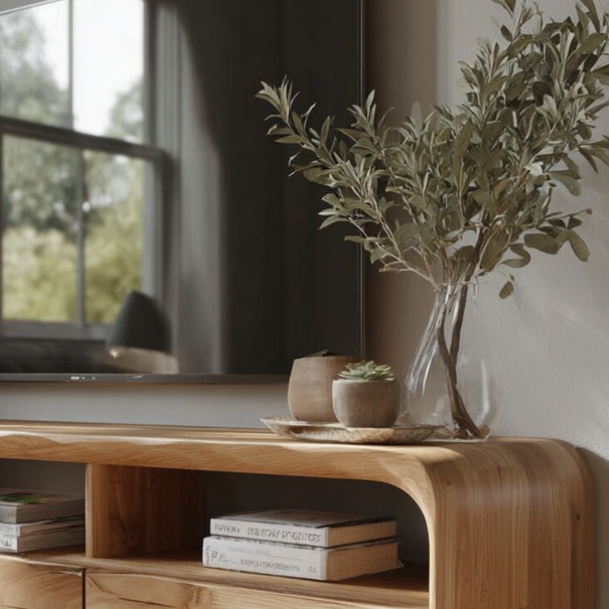 Handcrafted Solid Wood Floating Media Unit | Mid Century TV Stand with Storage - Bespoke Wood TTK