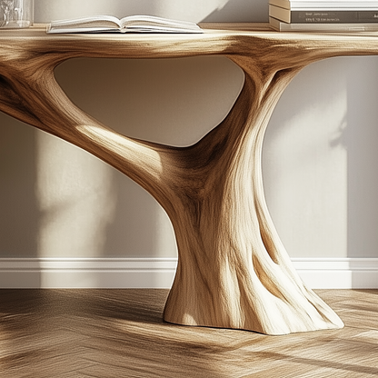 FlowNest Console Table – Handmade Sculptural Entryway Table in Natural Wood - Bespoke Wood TTK