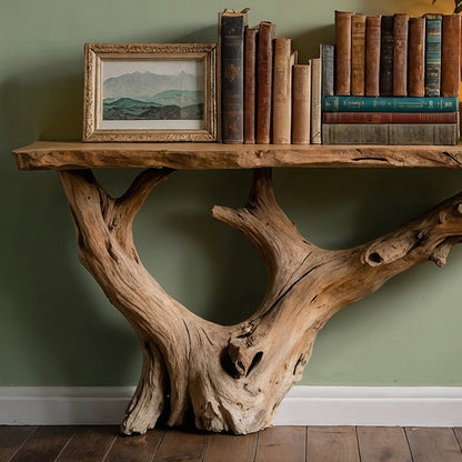 RootNestle Console Table – Handmade Wooden Entry Table with Rustic Modern Design - Bespoke Wood TTK