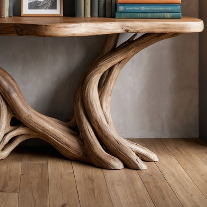 BranchWeave Console Table – Live Edge Handmade Wood Entryway Accent - Bespoke Wood TTK