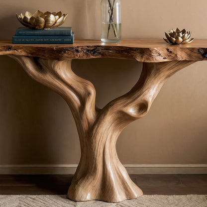 TrunkFlow Live Edge Console Table – Handmade Solid Wood Entryway Decor - Bespoke Wood TTK