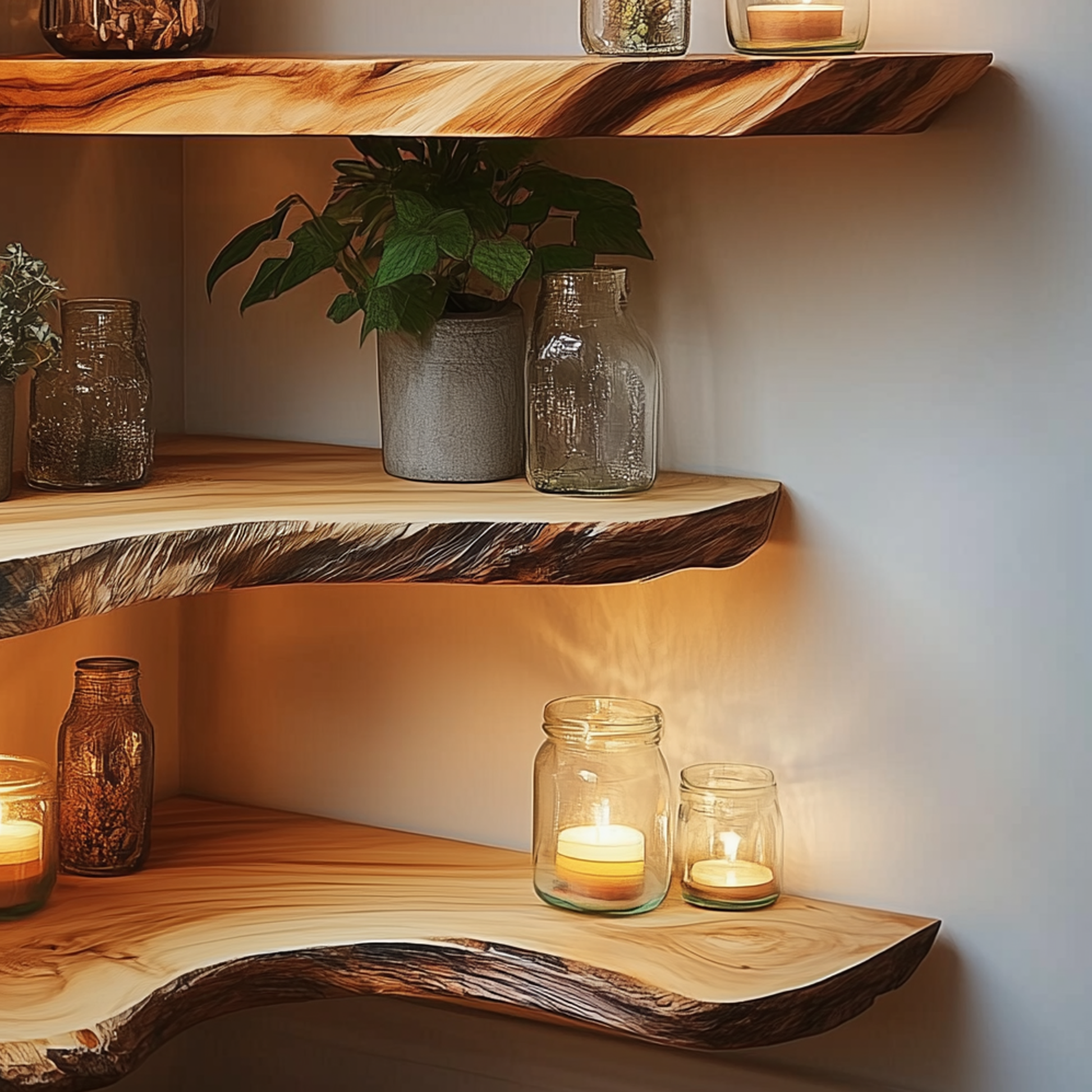 CornerGrove | Live Edge Floating Corner Shelf | Handmade Solid Wood Wall Decor - Bespoke Wood TTK