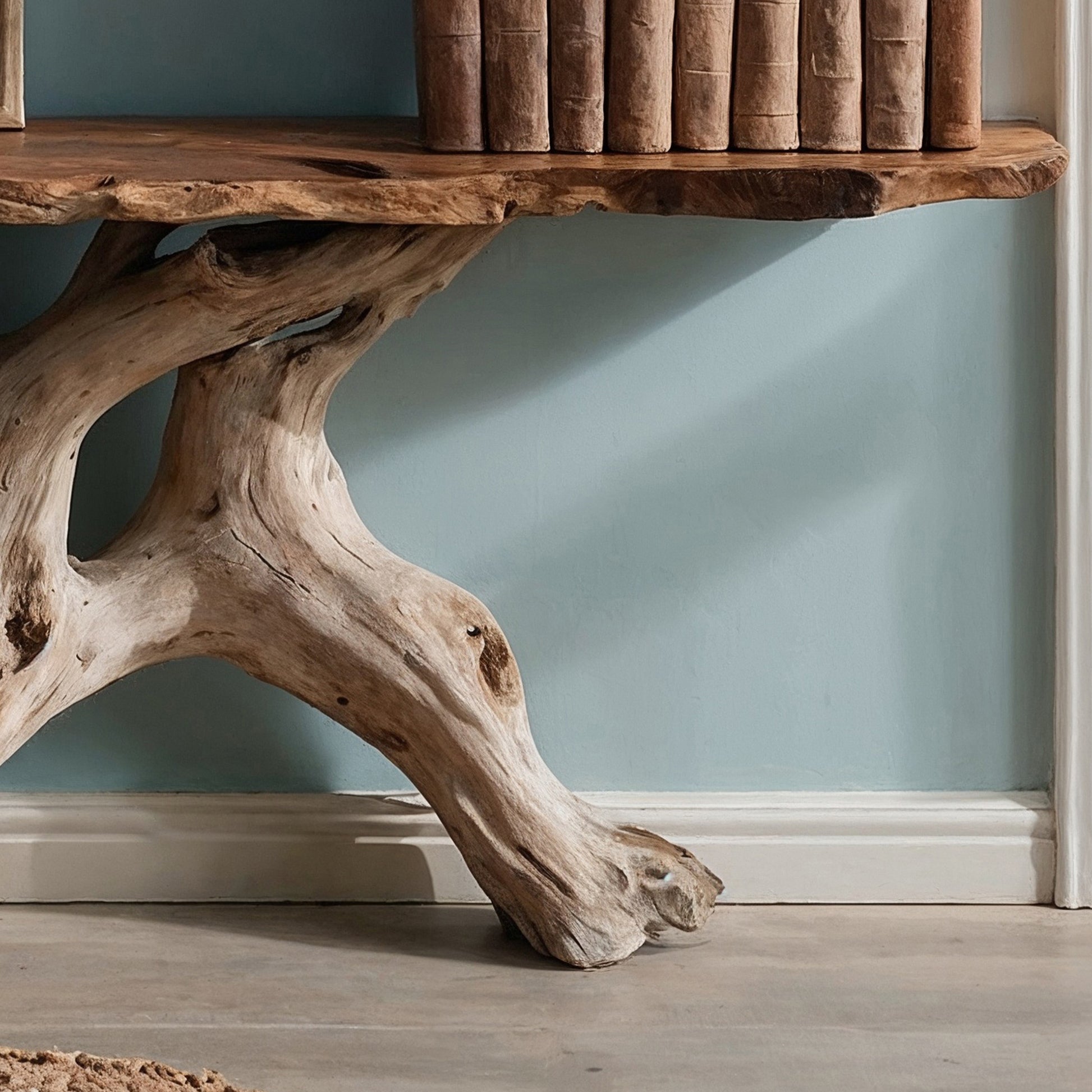 RootWhisper Console – Handmade Live Edge Narrow Entry Table in Reclaimed Wood - Bespoke Wood TTK