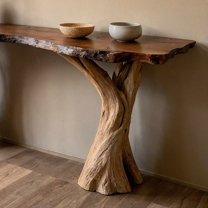 Oakflow Console Table – Rustic Live Edge Entryway Table for Hall Decor - Bespoke Wood TTK