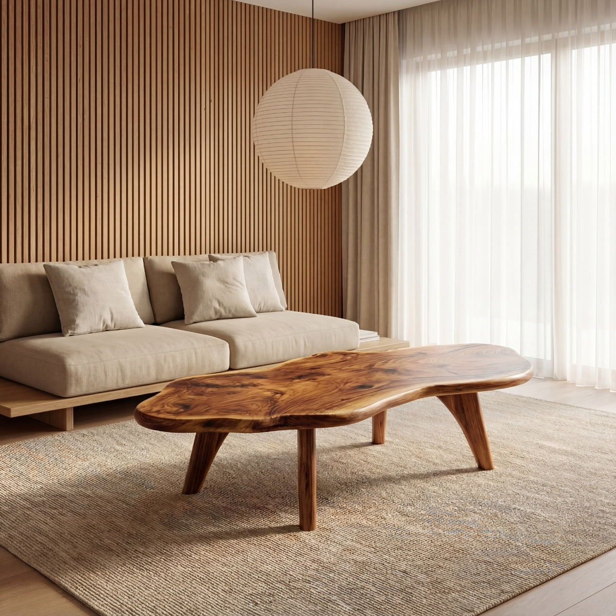 Mid-Century Modern Live Edge Coffee Table – Solid Wood Centerpiece for Living Room - Bespoke Wood TTK