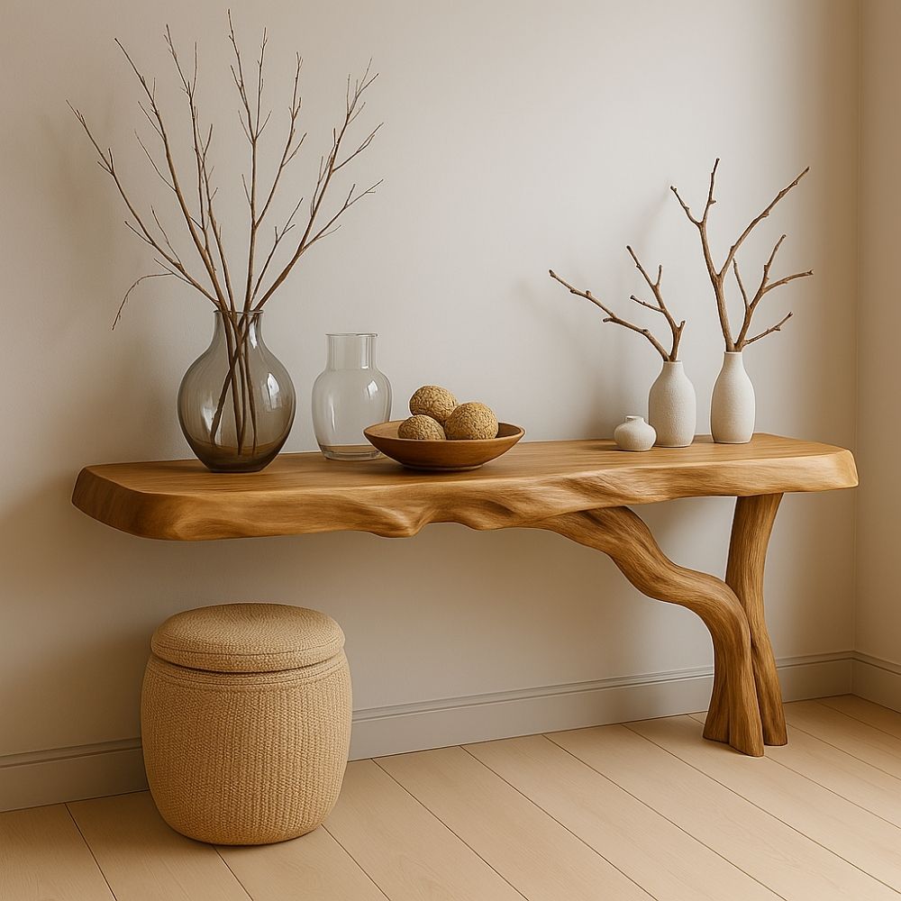 RootFlow Solid Wood Console Table – Handmade Entryway Furniture - Bespoke Wood TTK
