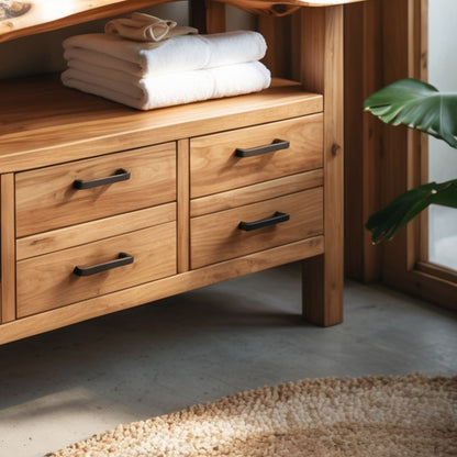 Luxury Live Edge Solid Wood Bathroom Vanity – Handmade Custom Sink Cabinet - Bespoke Wood TTK