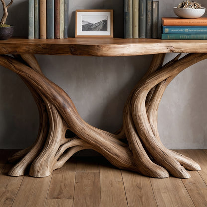 BranchWeave Console Table – Live Edge Handmade Wood Entryway Accent - Bespoke Wood TTK
