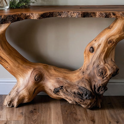 BranchAura Console Table – Handcrafted Live Edge Wood Entryway Furniture - Bespoke Wood TTK