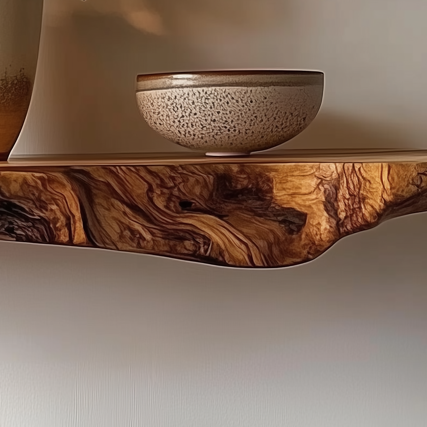 Solara Floating Shelf – Live Edge Bathroom & Living Room Wall Shelf - Bespoke Wood TTK